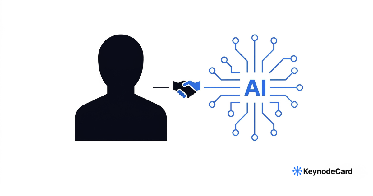 Illustration of a human and AI working together